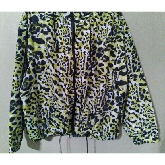 NWT New Look Sport Windbreaker Light Weight Jacket Leopard Green Black Plus 3XL - Picture 3 of 3